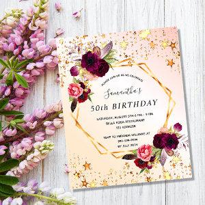 Birthday rose gold florals budget  flyer