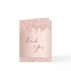 Birthday rose gold girl thank you card
