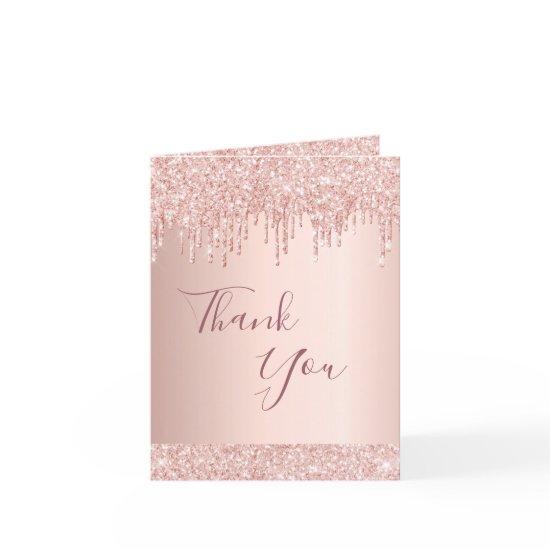 Birthday rose gold girl thank you card