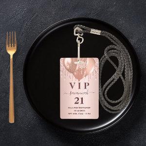 Birthday rose gold glitter balloons vip  badge