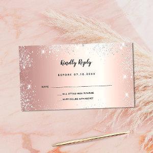 Birthday rose gold silver glitter party RSVP Enclosure Card