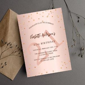 Birthday rose gold stars age elegant  postcard