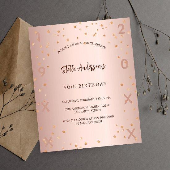 Birthday rose gold stars elegant budget