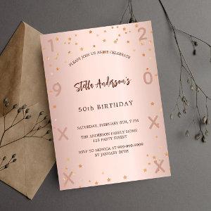 Birthday rose gold stars elegant  postcard