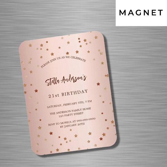 Birthday rose gold stars simple luxury  magnet