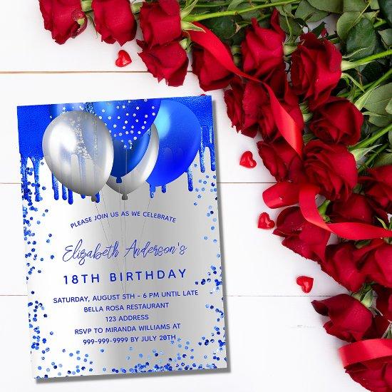 Birthday royal blue silver balloons luxury