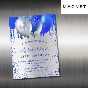 Birthday royal blue silver balloons luxury magnetic