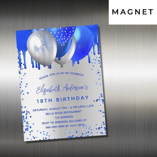 Birthday royal blue silver balloons luxury magnetic
