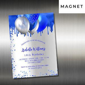 Birthday royal blue silver balloons luxury magnetic