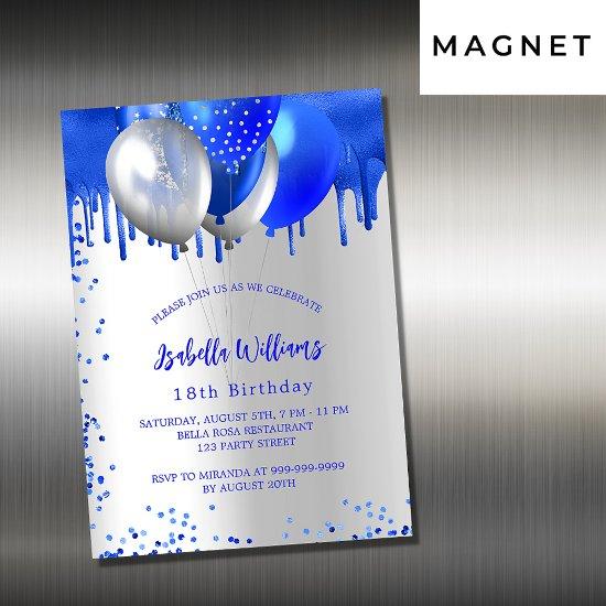 Birthday royal blue silver balloons luxury magnetic