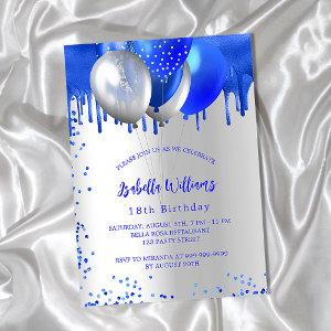 Birthday royal blue silver balloons party