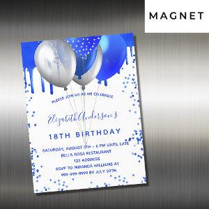Birthday royal blue white balloons luxury magnetic
