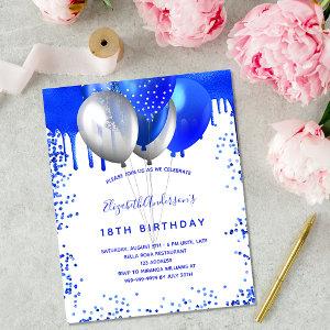 Birthday royal blue white budget  flyer