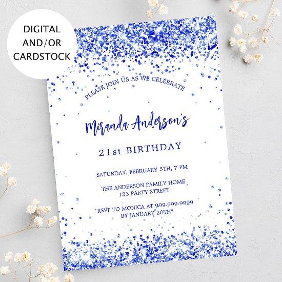 Birthday royal blue white elegant