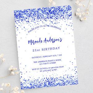 Birthday royal blue white elegant  postcard
