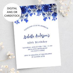 Birthday royal blue white flowers