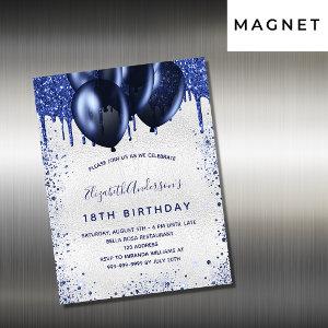 Birthday silver blue balloons  magnet