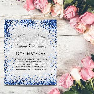 Birthday silver blue confetti  flyer
