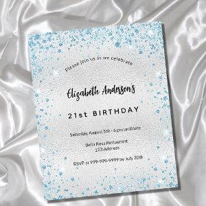 Birthday silver blue glitter budget
