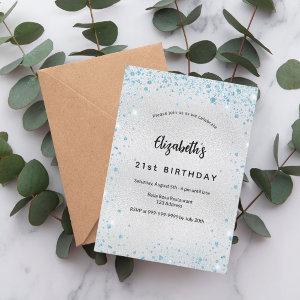 Birthday silver blue glitter
