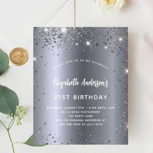 Birthday silver glitter glam budget  flyer