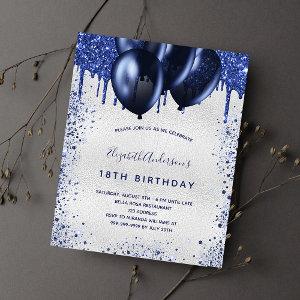Birthday silver navy blue budget  flyer