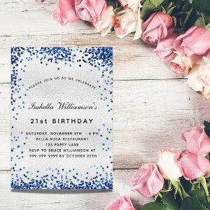 Birthday silver navy blue confetti luxury
