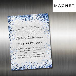 Birthday silver navy blue confetti luxury magnetic