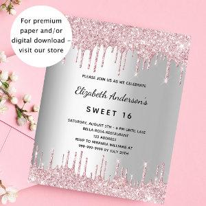 Birthday silver pink glitter budget  flyer