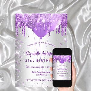 Birthday silver purple drips balloons