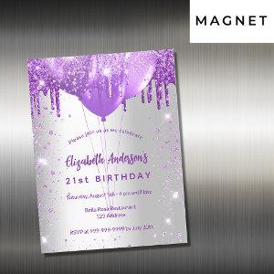 Birthday silver purple glitter balloons luxury magnetic