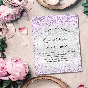 Birthday silver purple glitter budget  flyer