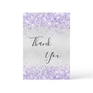 Birthday silver purple glitter dust thank you
