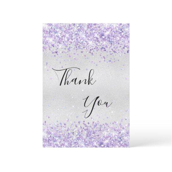 Birthday silver purple glitter dust thank you