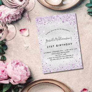 Birthday silver purple glitter luxury