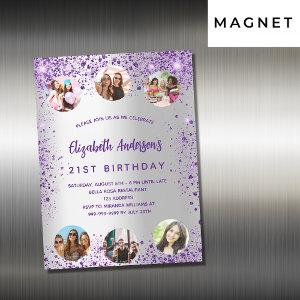 Birthday silver purple photo friends luxury magnetic