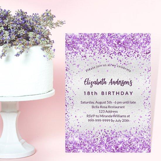 Birthday silver purple violet glitter glamorous