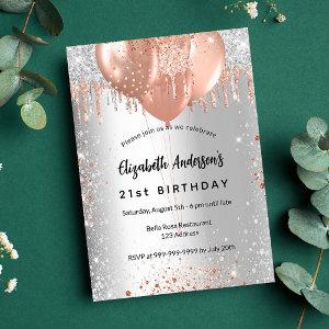 Birthday silver rose gold glitter balloons luxury
