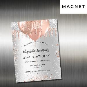 Birthday silver rose gold glitter balloons luxury magnetic