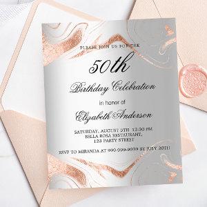 Birthday silver rose gold marble budget  flyer