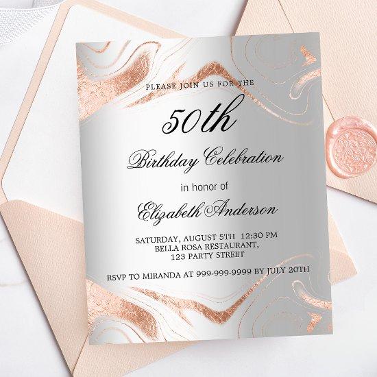 Birthday silver rose gold marble budget  flyer