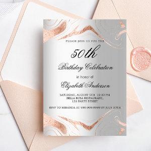 Birthday silver rose gold marble elegant  postcard