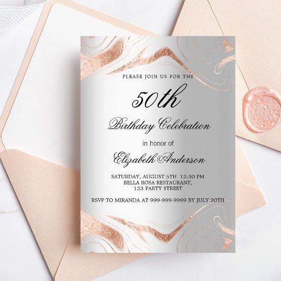 Birthday silver rose gold marble luxury
