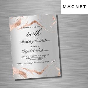 Birthday silver rose gold marble luxury magnetic