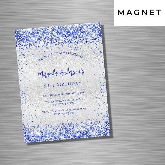 Birthday silver royal blue sparkles luxury magnetic