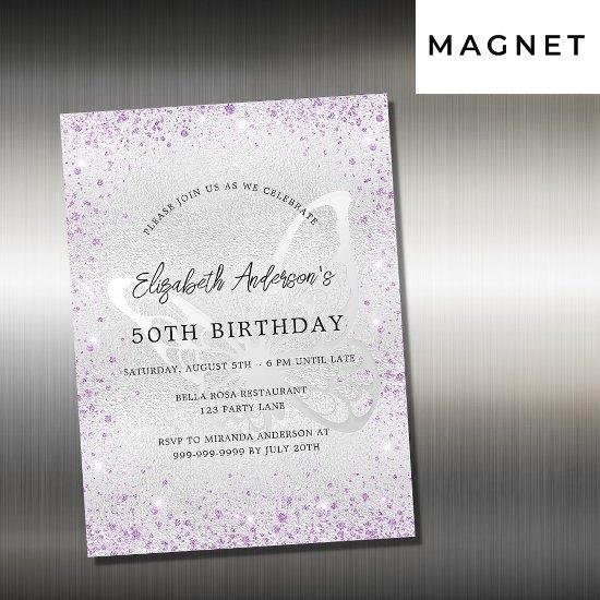 Birthday silver violet butterfly sparkles luxury magnetic