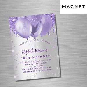 Birthday silver violet glitter balloons luxury magnetic