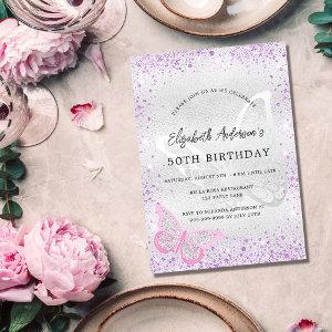 Birthday silver violet pink butterfly sparkles