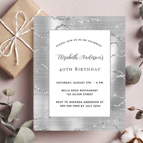 Birthday silver white elegant budget