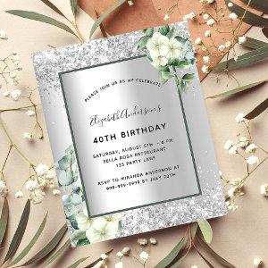 Birthday silver white floral eucalyptus